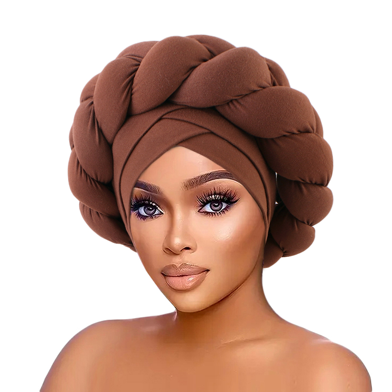 Head Wrap Turban - Novo liso artesanal trança turbante chapéu