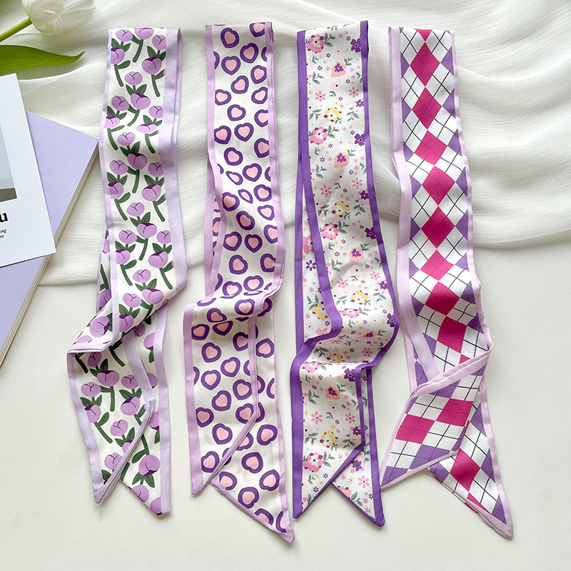 Silk Neck Scarf - Novo luxo estreito curto lenço de